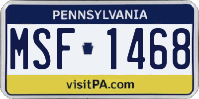 PA license plate MSF1468
