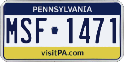 PA license plate MSF1471