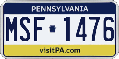 PA license plate MSF1476