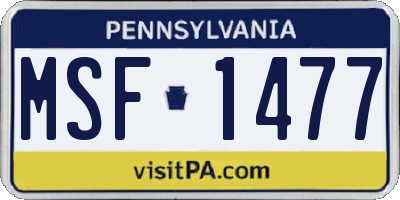 PA license plate MSF1477