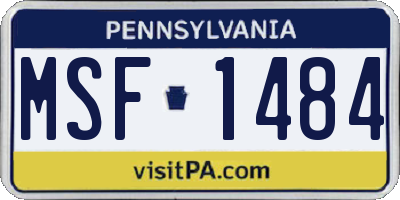PA license plate MSF1484