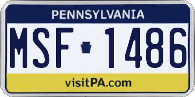 PA license plate MSF1486