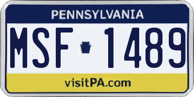 PA license plate MSF1489