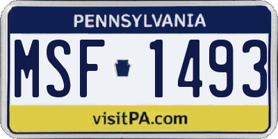PA license plate MSF1493