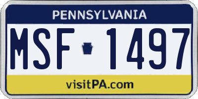 PA license plate MSF1497
