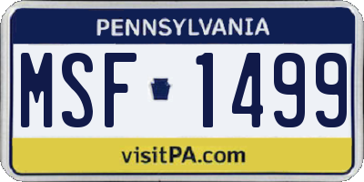 PA license plate MSF1499