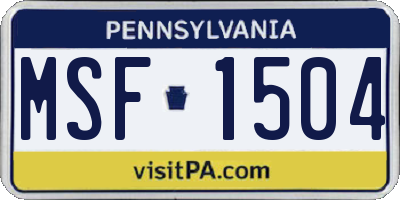 PA license plate MSF1504