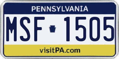 PA license plate MSF1505