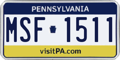 PA license plate MSF1511