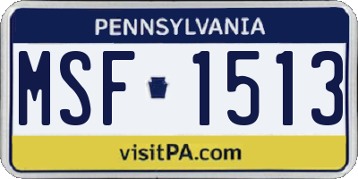 PA license plate MSF1513