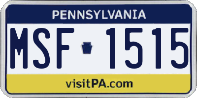 PA license plate MSF1515