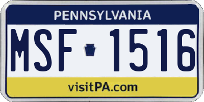 PA license plate MSF1516