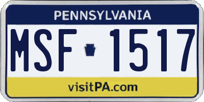 PA license plate MSF1517