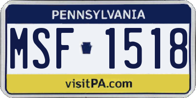PA license plate MSF1518