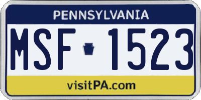 PA license plate MSF1523