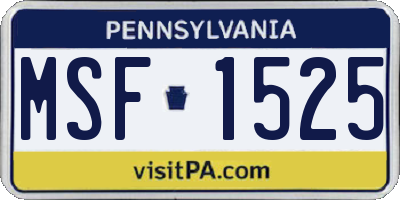 PA license plate MSF1525