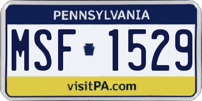 PA license plate MSF1529