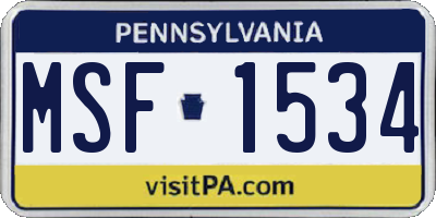 PA license plate MSF1534