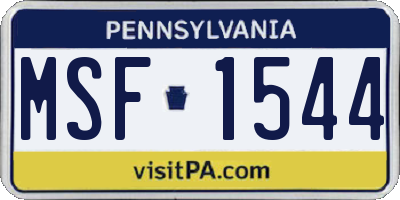 PA license plate MSF1544