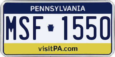 PA license plate MSF1550