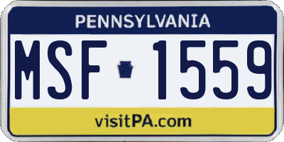 PA license plate MSF1559