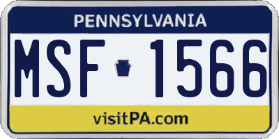 PA license plate MSF1566