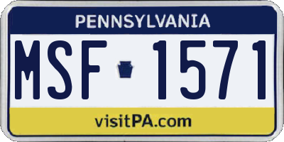 PA license plate MSF1571