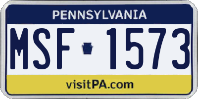 PA license plate MSF1573