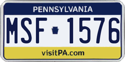PA license plate MSF1576