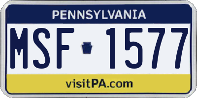 PA license plate MSF1577