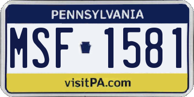 PA license plate MSF1581