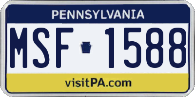 PA license plate MSF1588