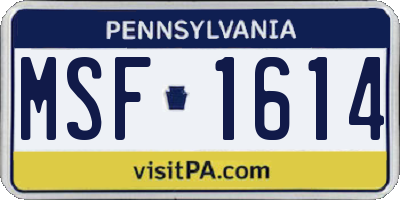 PA license plate MSF1614