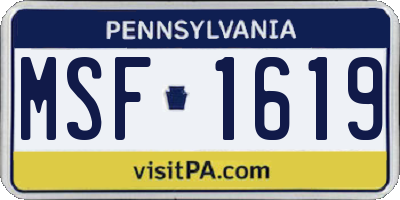 PA license plate MSF1619