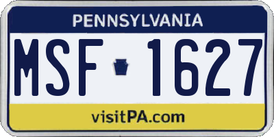 PA license plate MSF1627