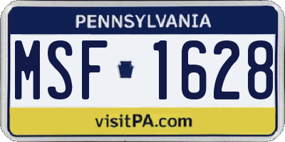 PA license plate MSF1628