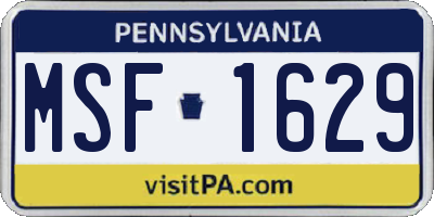 PA license plate MSF1629