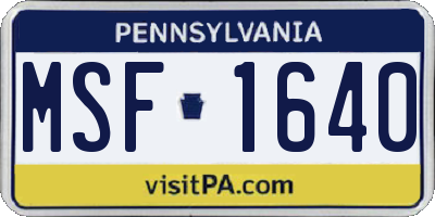 PA license plate MSF1640