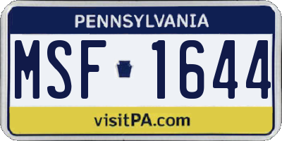 PA license plate MSF1644