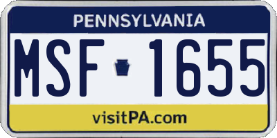 PA license plate MSF1655
