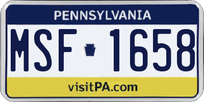 PA license plate MSF1658