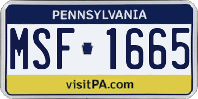 PA license plate MSF1665