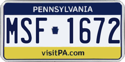 PA license plate MSF1672