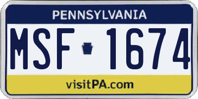 PA license plate MSF1674