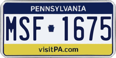 PA license plate MSF1675