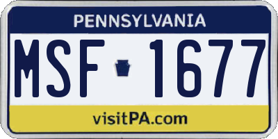 PA license plate MSF1677
