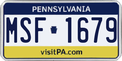 PA license plate MSF1679