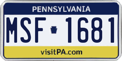PA license plate MSF1681