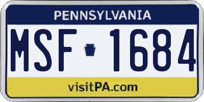 PA license plate MSF1684