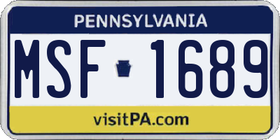 PA license plate MSF1689
